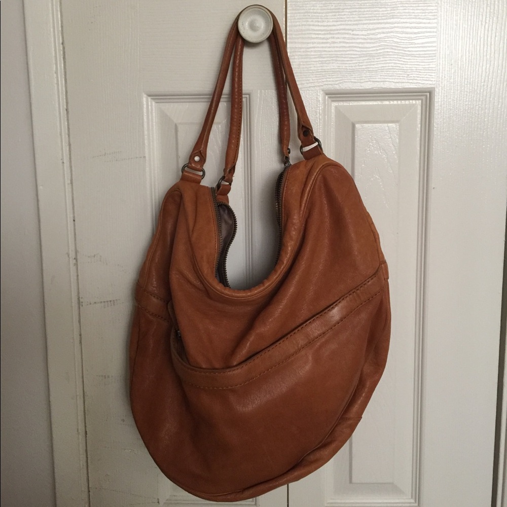 GAP leather hobo bag, cognac